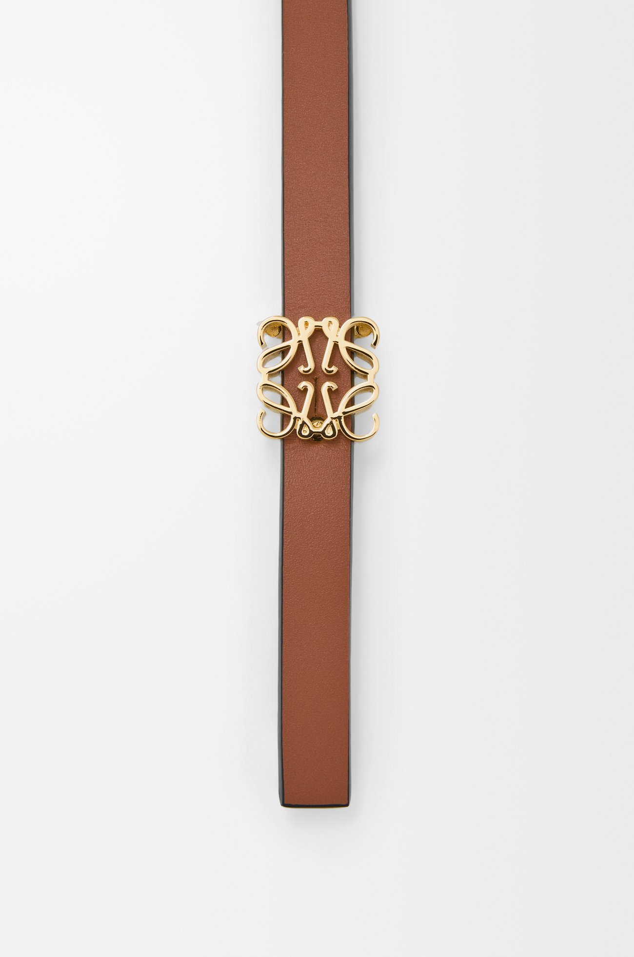 LOEWE Reversible Anagram Cube belt in smooth calfskin Tan/Black/Gold
