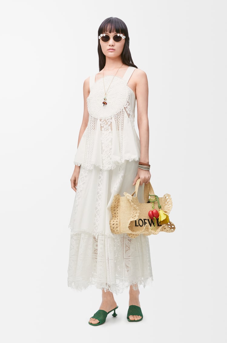 LOEWE Top en algodón con encaje Blanco
