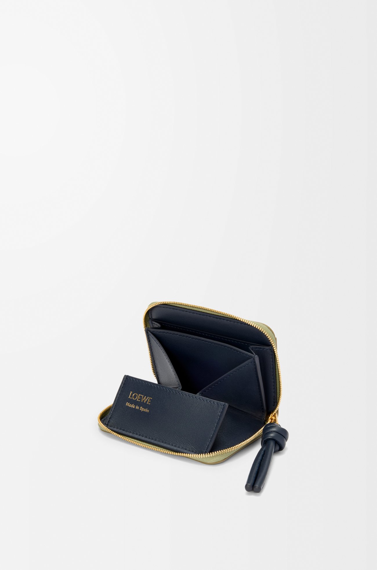 LOEWE ジップ コインパース（シャイニーナパカーフ） ユーカリ/ディープネイビー