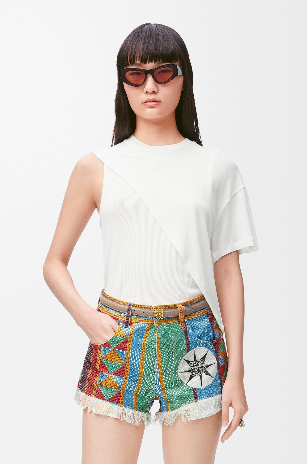 LOEWE Anagram belt in pebble grain calfskin Sand/Gold