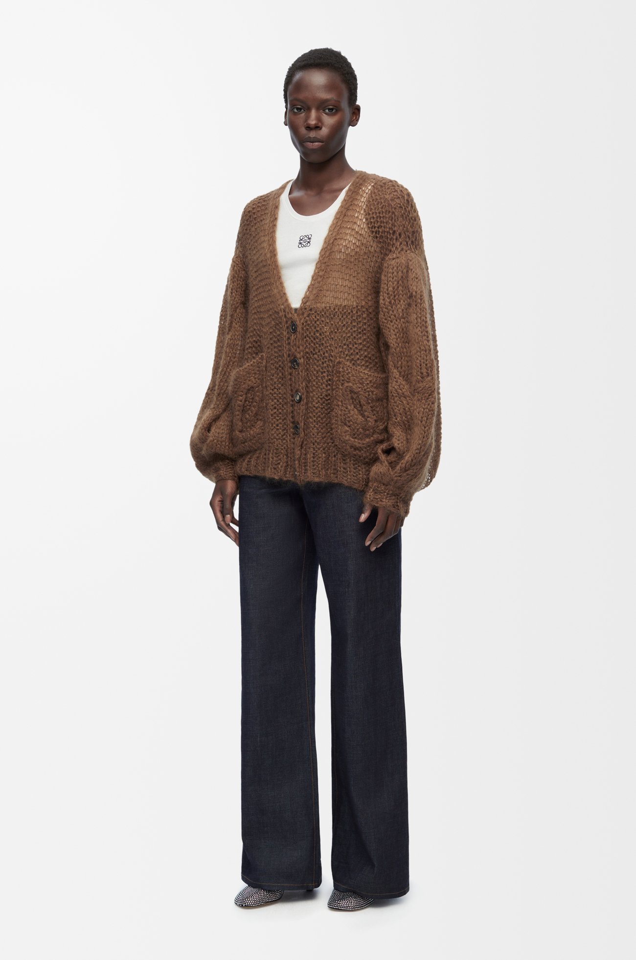 LOEWE Anagram cardigan in mohair Brown
