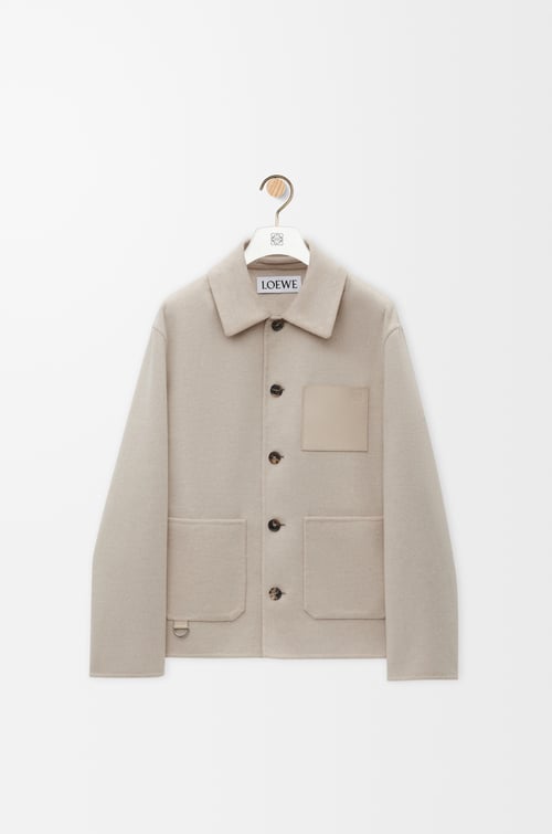 LOEWE Workwear jacket in wool and cashmere Light Beige Melange