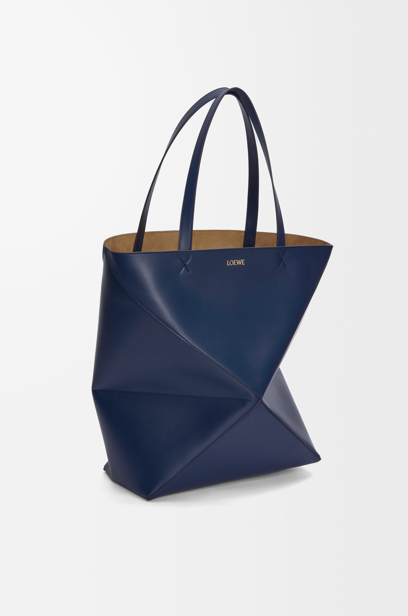 LOEWE Puzzle Fold tote XL en cuir de veau brillant Bleu Abysse