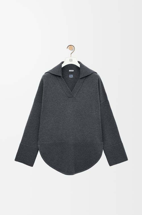 LOEWE Polo sweater in wool Grey Melange