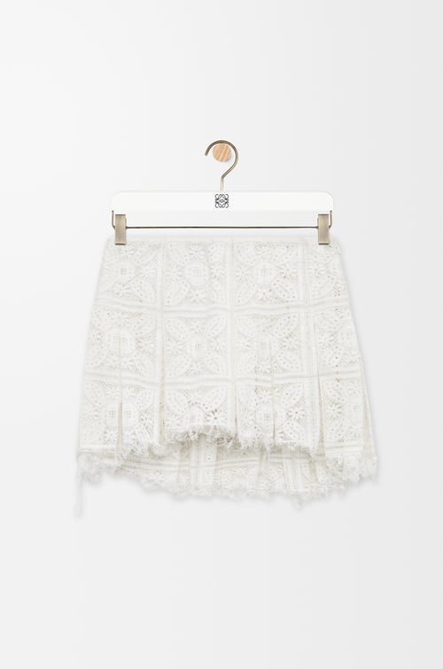 LOEWE Falda midi plisada en mezcla de algodón Blanco