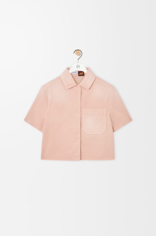 LOEWE Camisa de manga corta en algodón Rosa Claro