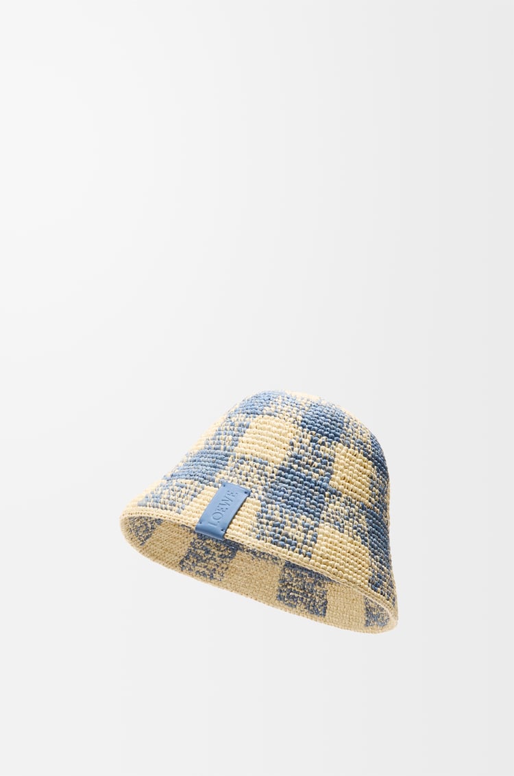 LOEWE Sombrero de pescador en rafia Natural/Azul Claro
