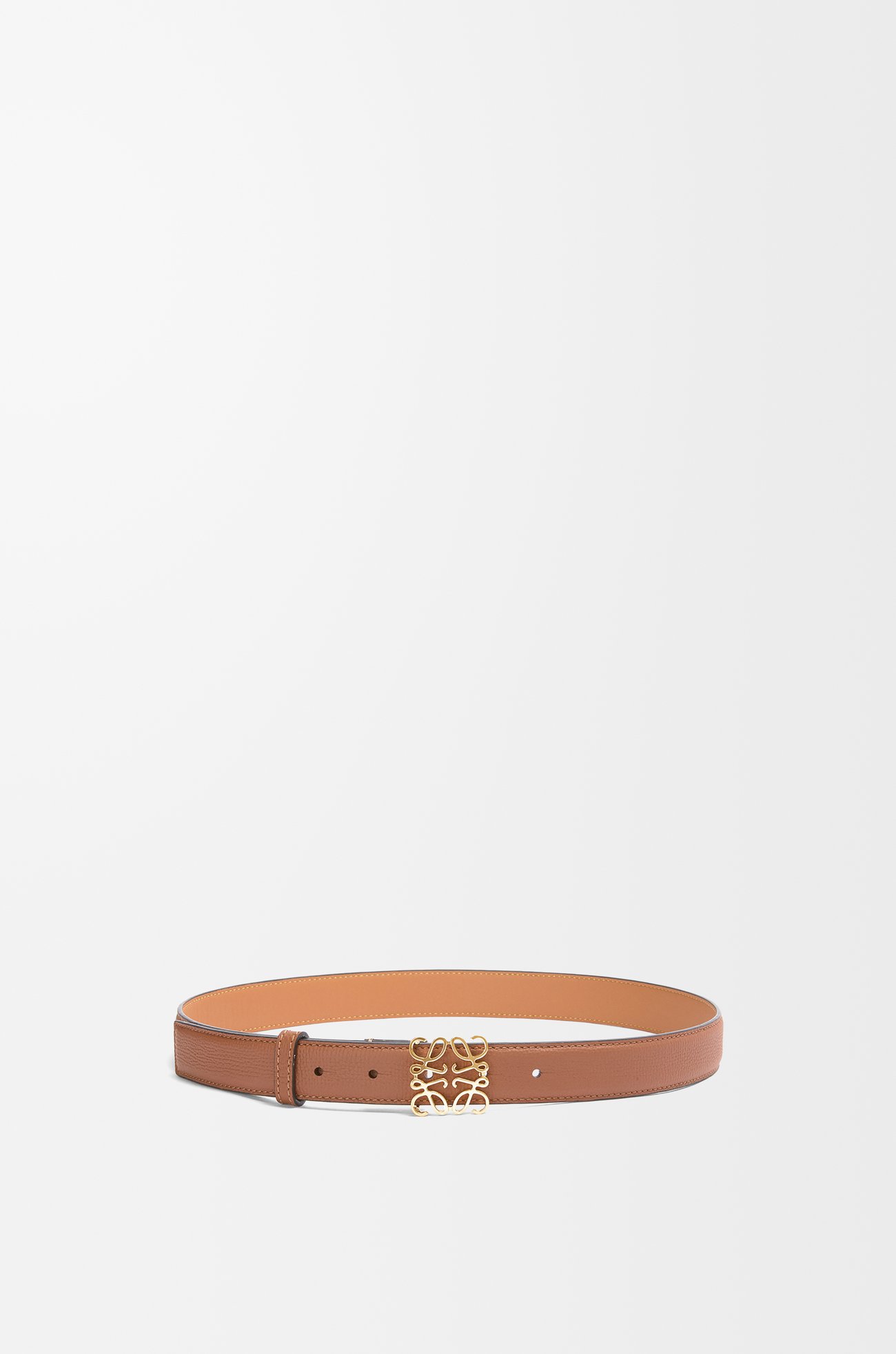 LOEWE Anagram belt in pebble grain calfskin Tan/Gold