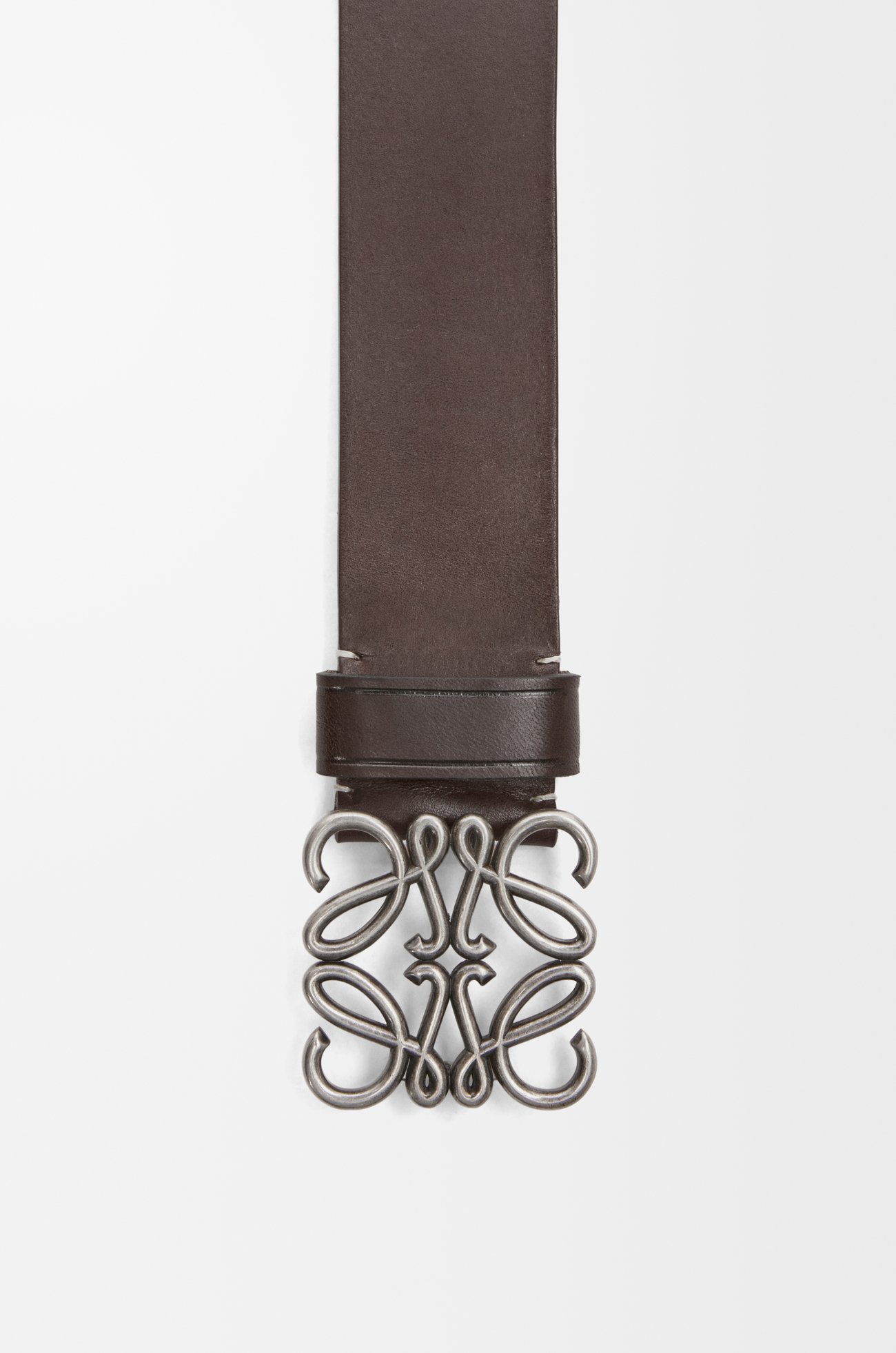 LOEWE Chunky Anagram belt in calfskin Dark Cigar/Vintage Palladium