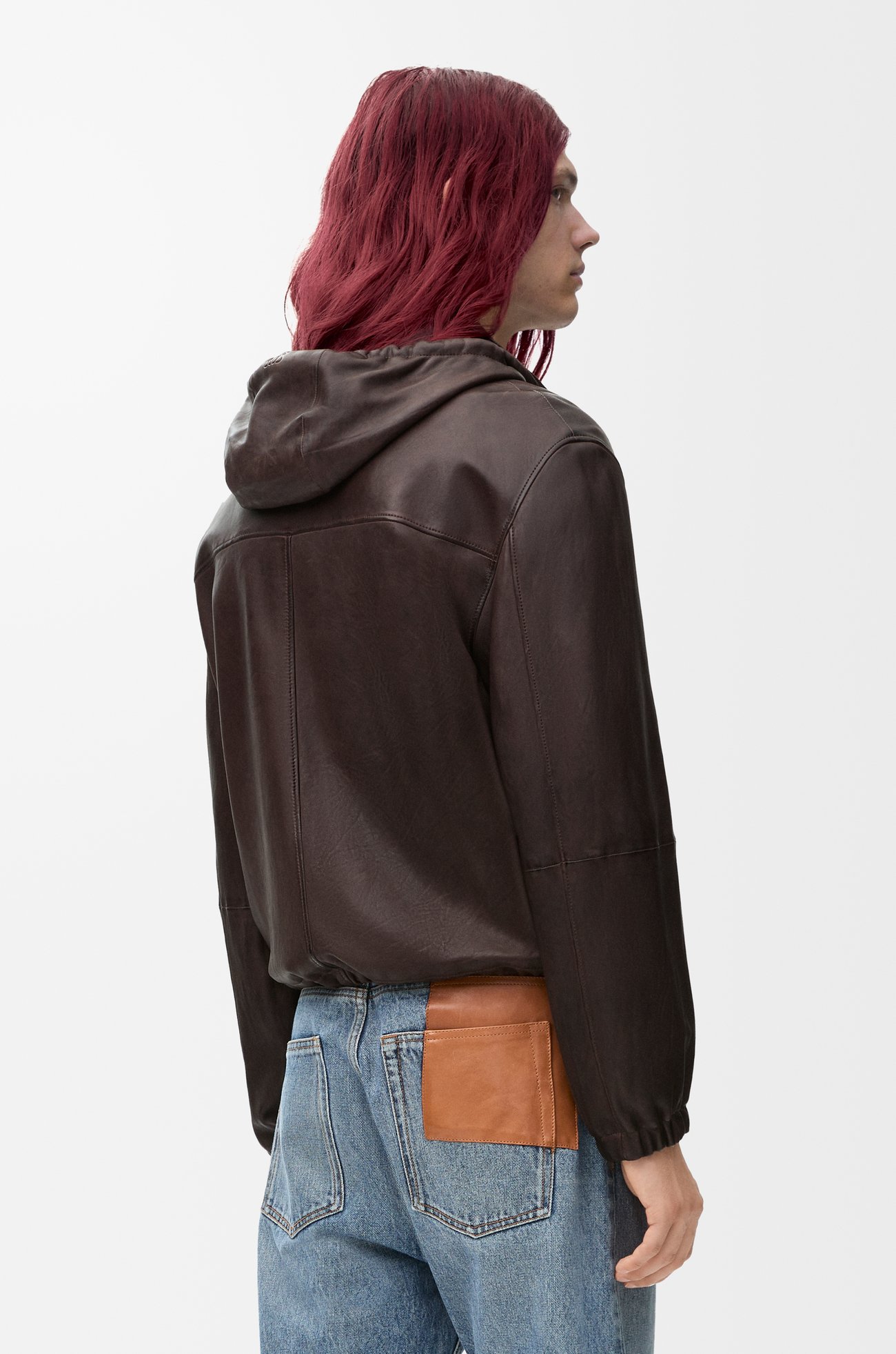 LOEWE Hooded jacket in nappa lambskin Dark Brown