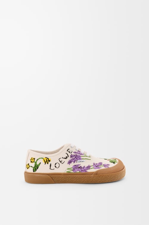 LOEWE Terra Vulca sneaker in embroidered canvas Cream/Multicolor
