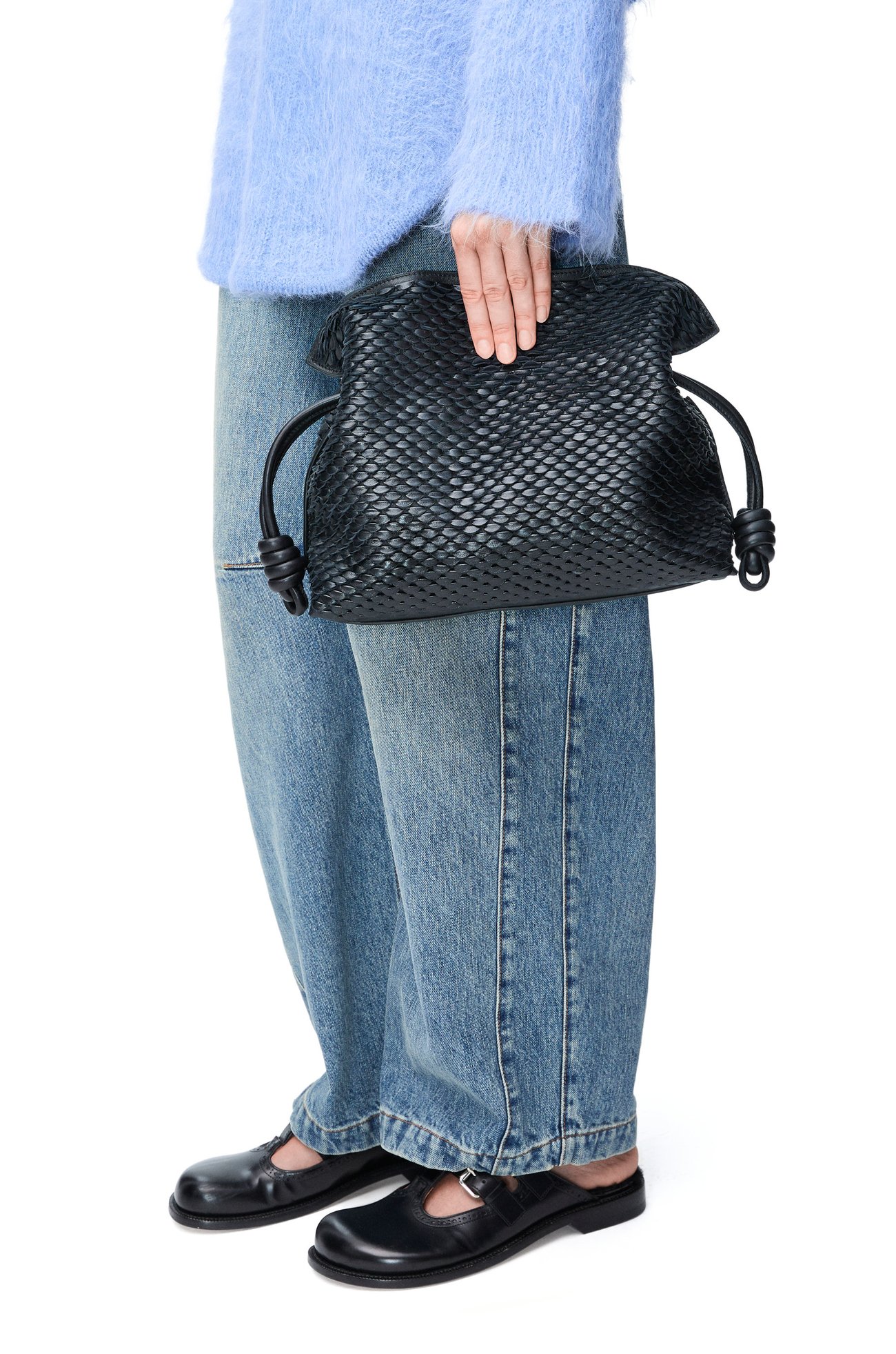 LOEWE Medium Flamenco clutch in mellow nappa lambskin Dark Ink