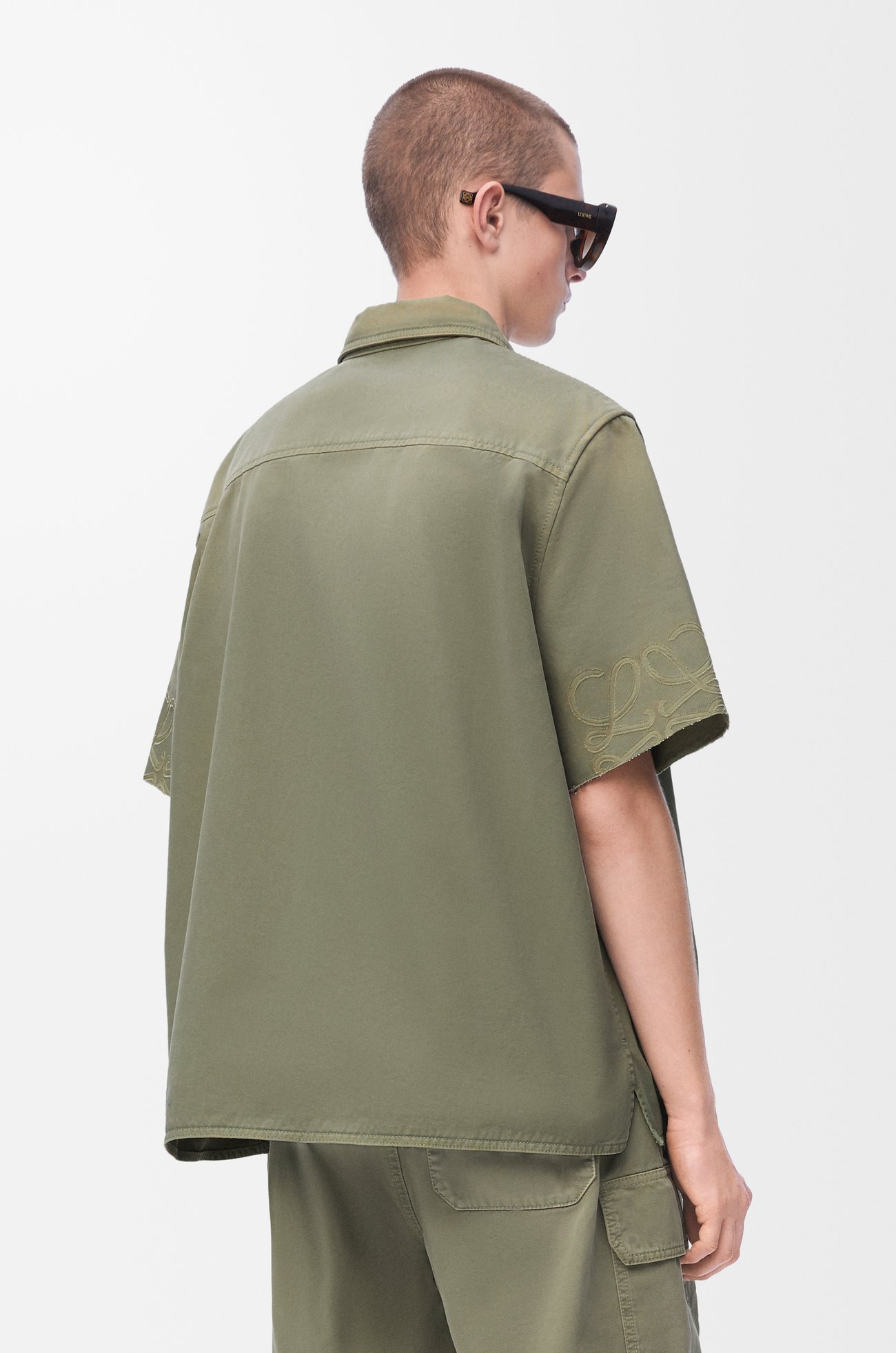LOEWE Camisa de manga corta Anagram en algodón Salvia