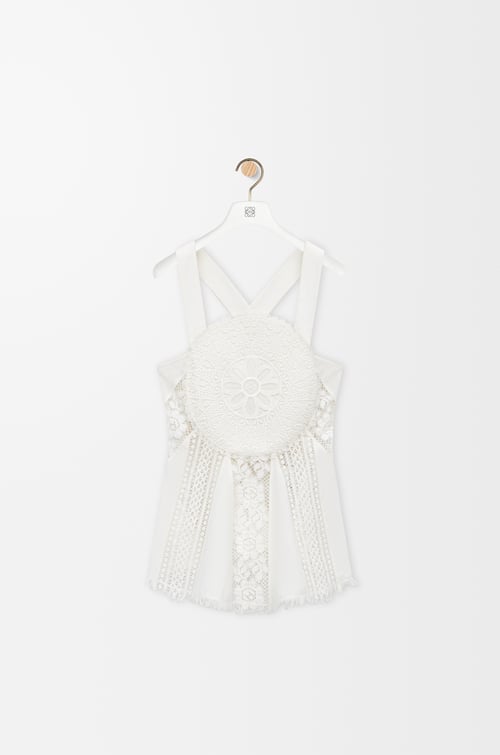 LOEWE Top en algodón con encaje Blanco