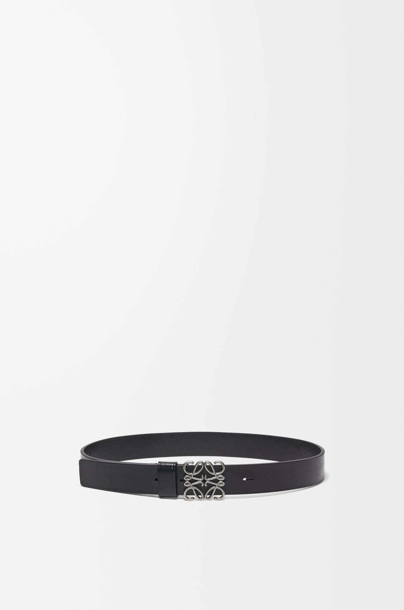 LOEWE Chunky Anagram belt in calfskin Black/Vintage Palladium