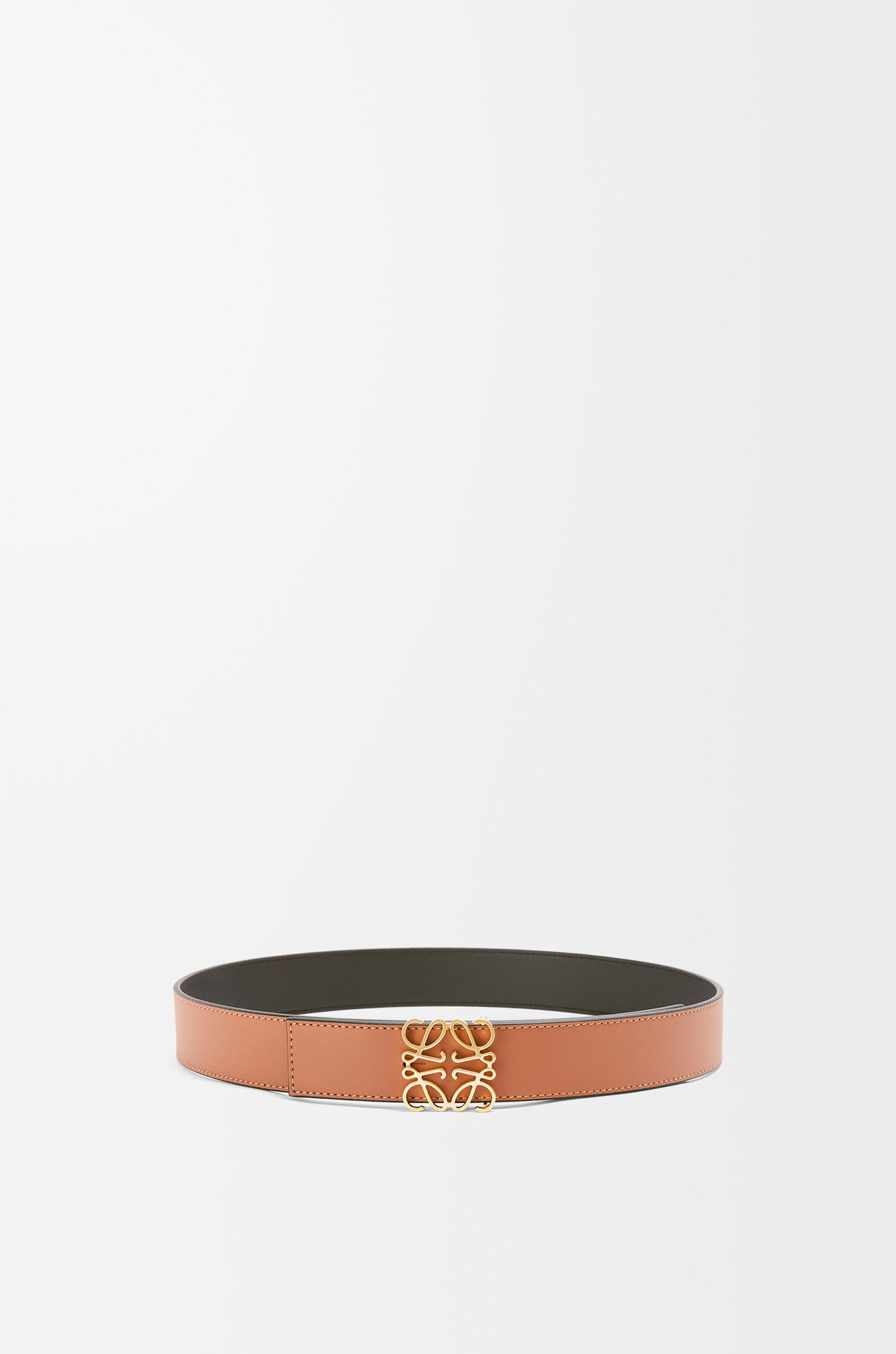 LOEWE Reversible Anagram belt in smooth calfskin Tan/Black/Gold