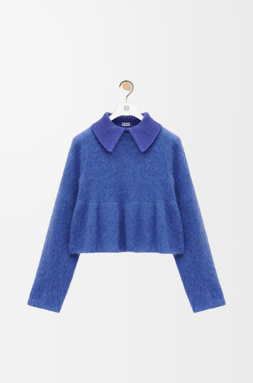 LOEWE Jersey polo en mezcla de mohair Azul