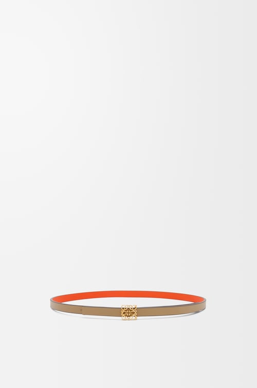 LOEWE Reversible Anagram cube belt in smooth calfskin Clay Green/Vivid Orange/Gold