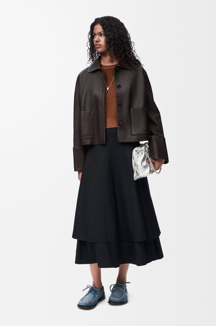 LOEWE Double layer skirt in wool Black