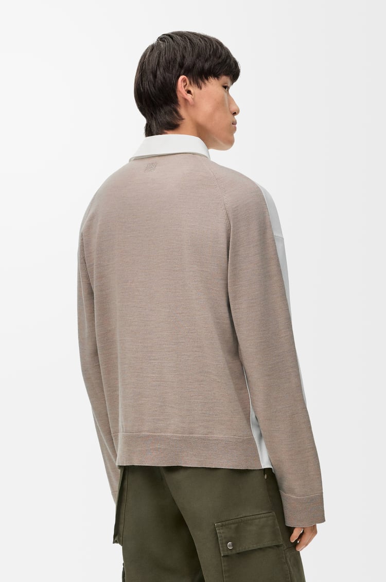 LOEWE Camisa híbrida en lana y algodón Blanco/Beige