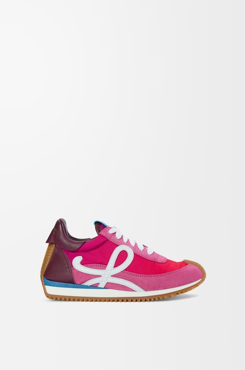 LOEWE Zapatilla Flow Runner 2.0 en nailon y ante Rosa Degradado/Blanco