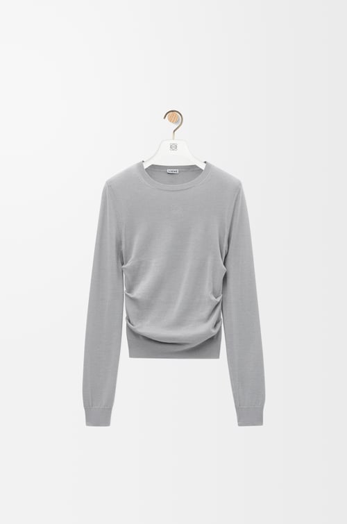 LOEWE Draped sweater in cashmere and silk Light Grey