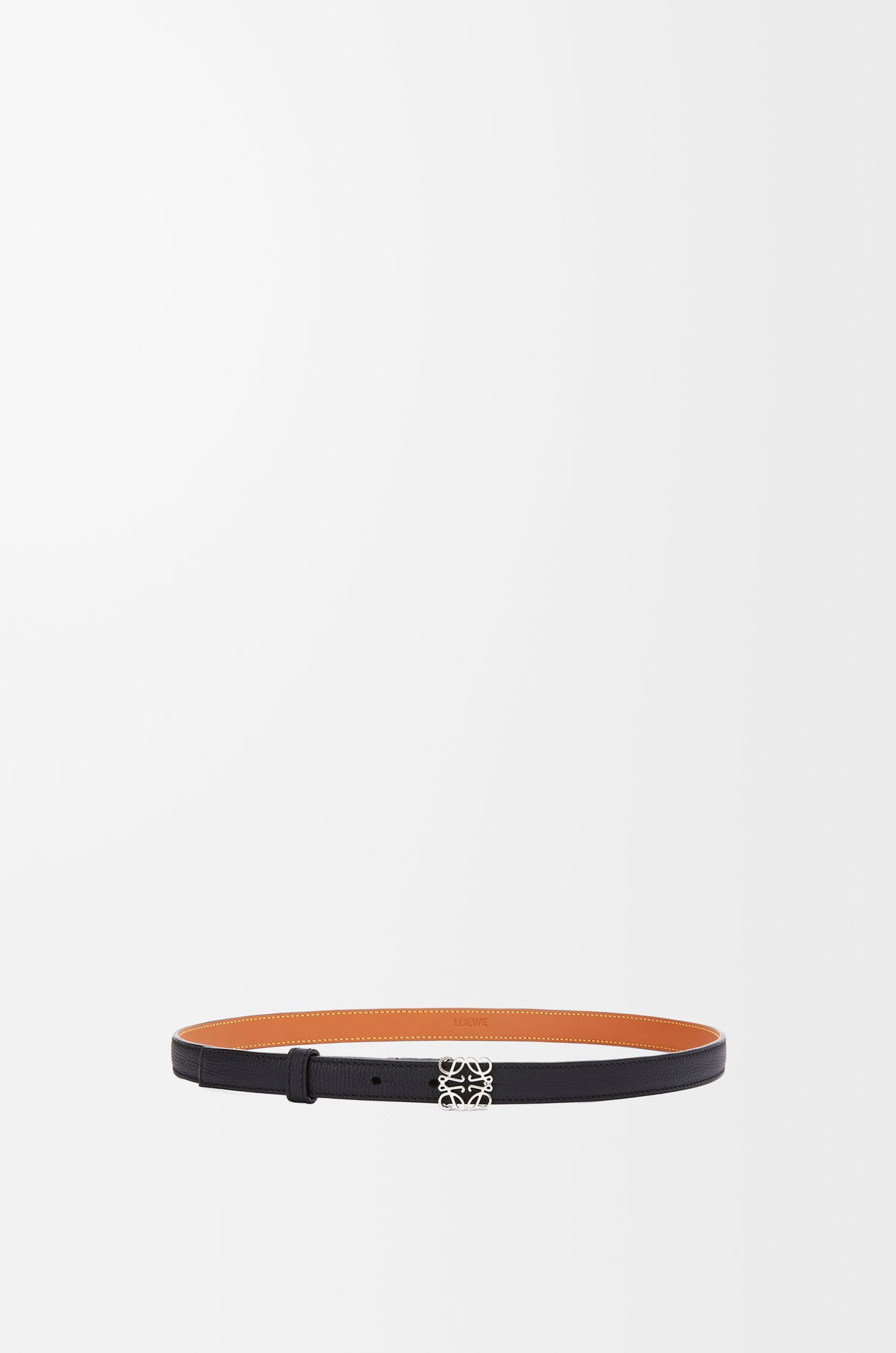 LOEWE Anagram belt in pebble grain calfskin Black/Palladium