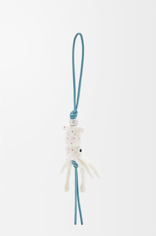 LOEWE Squid charm in felt and calfskin  Soft White/Pink