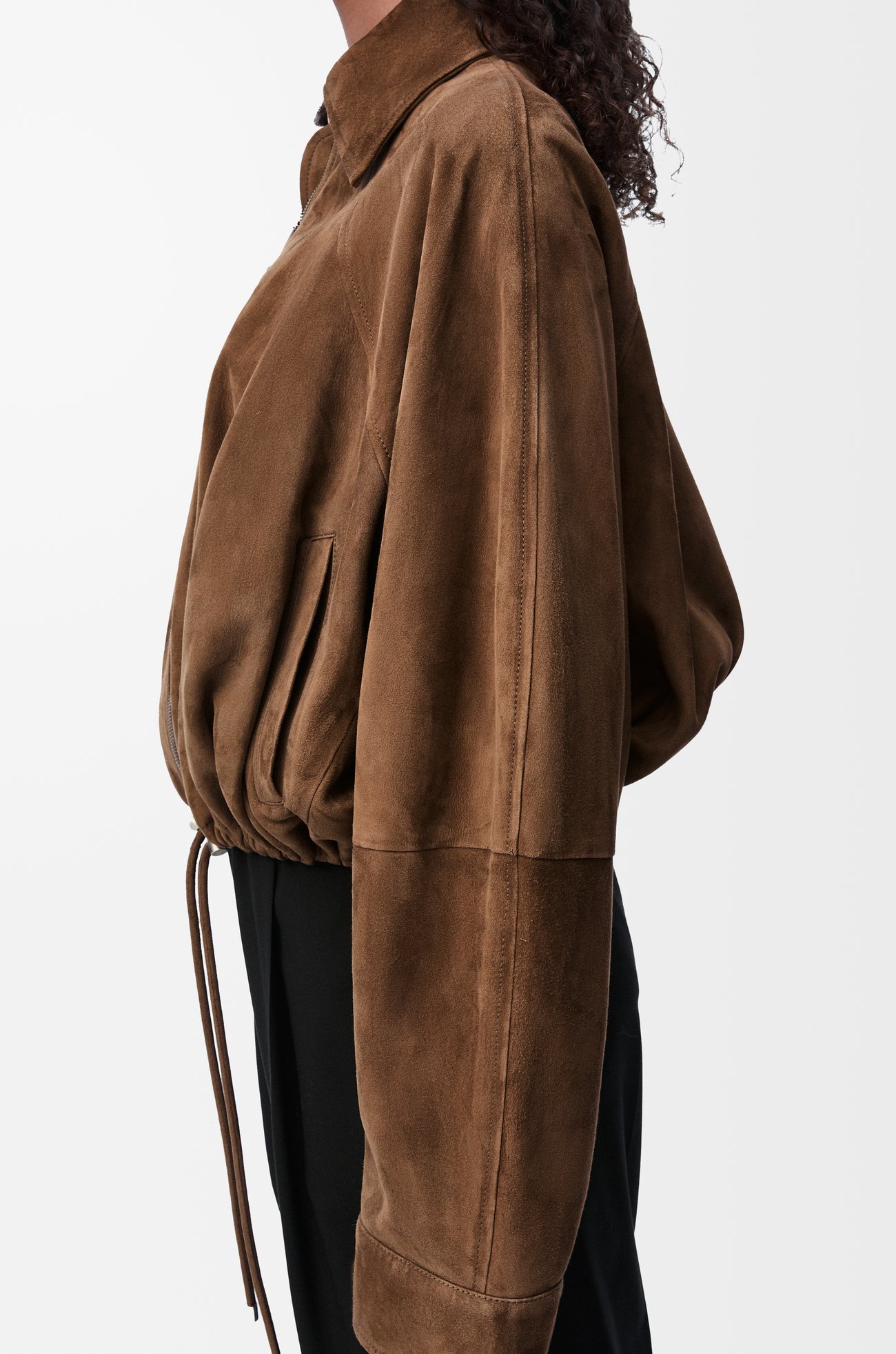 LOEWE Balloon jacket in suede lambskin Khaki Green