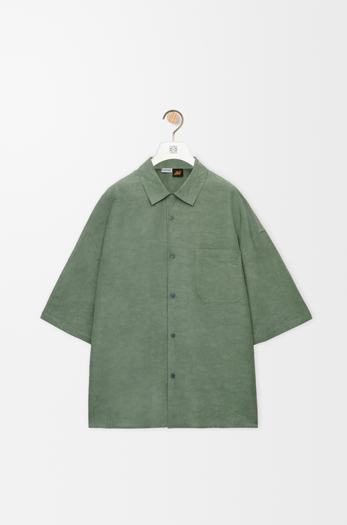LOEWE Camisa de manga corta en viscosa y lino Salvia