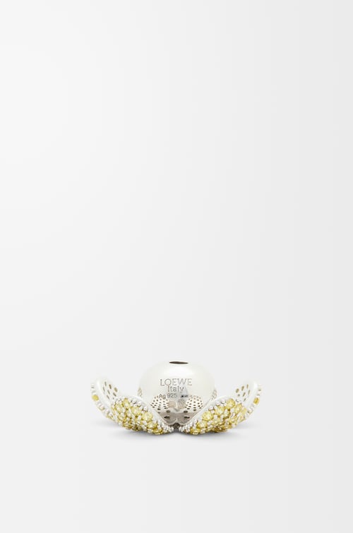 LOEWE Flower Hat pendant in sterling silver and crystals Silver/Yellow