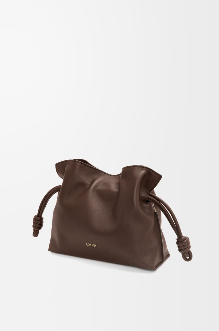 LOEWE Mini Flamenco clutch in nappa calfskin Chocolate