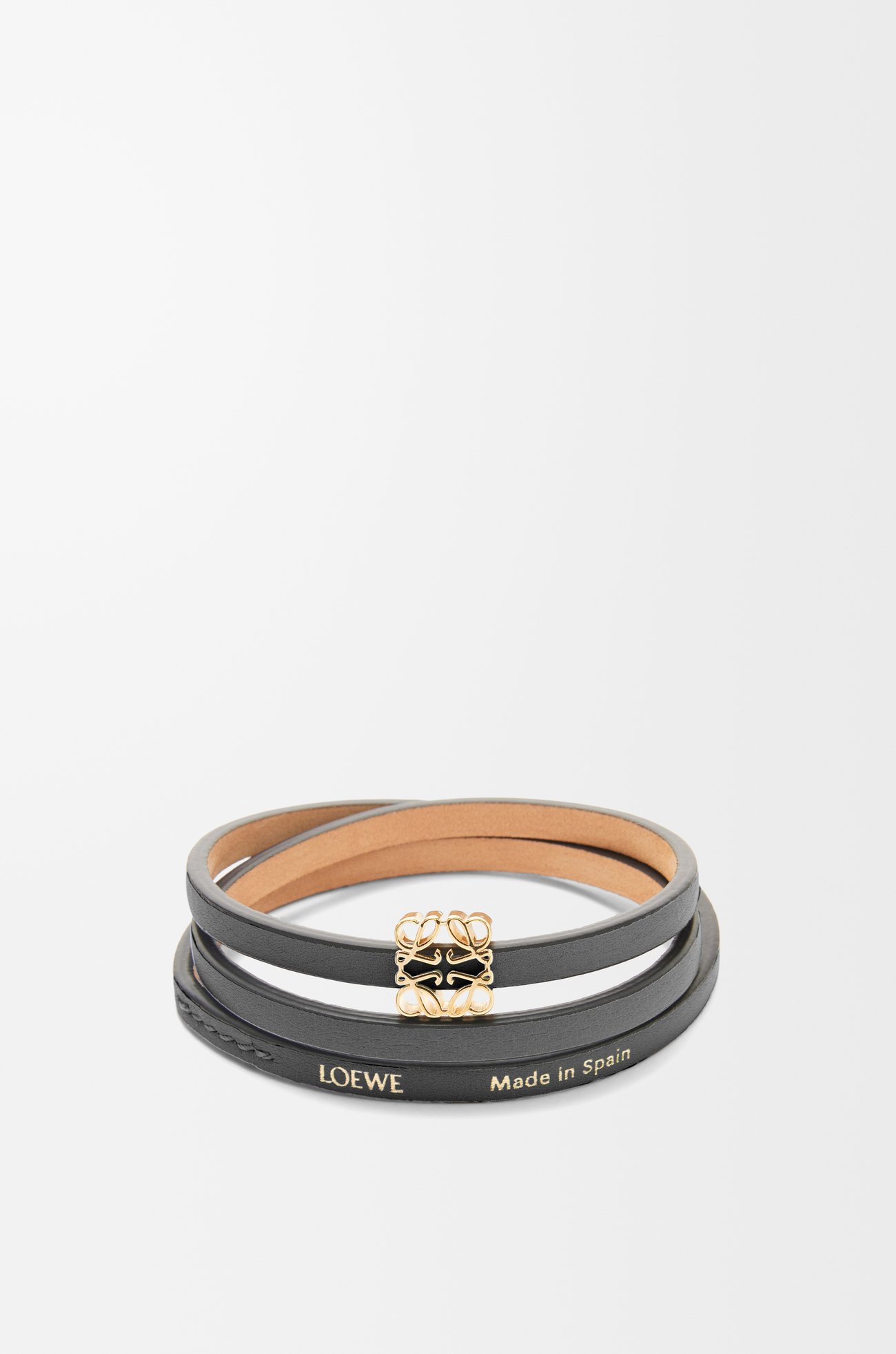 LOEWE 牛皮革扭曲手镯 黑色