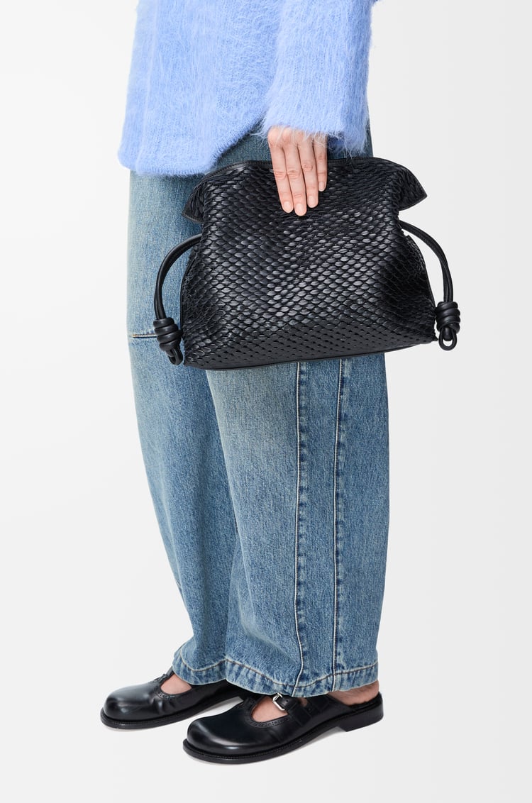 LOEWE Medium Flamenco clutch in mellow nappa lambskin Dark Ink
