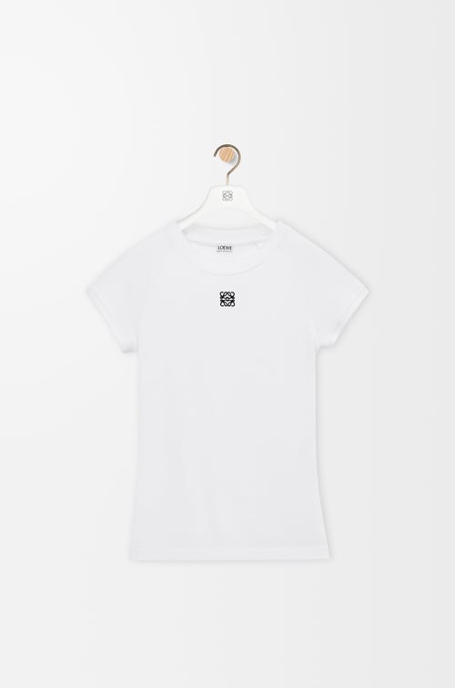 LOEWE Camiseta de corte pequeño en mezcla de algodón Blanco
