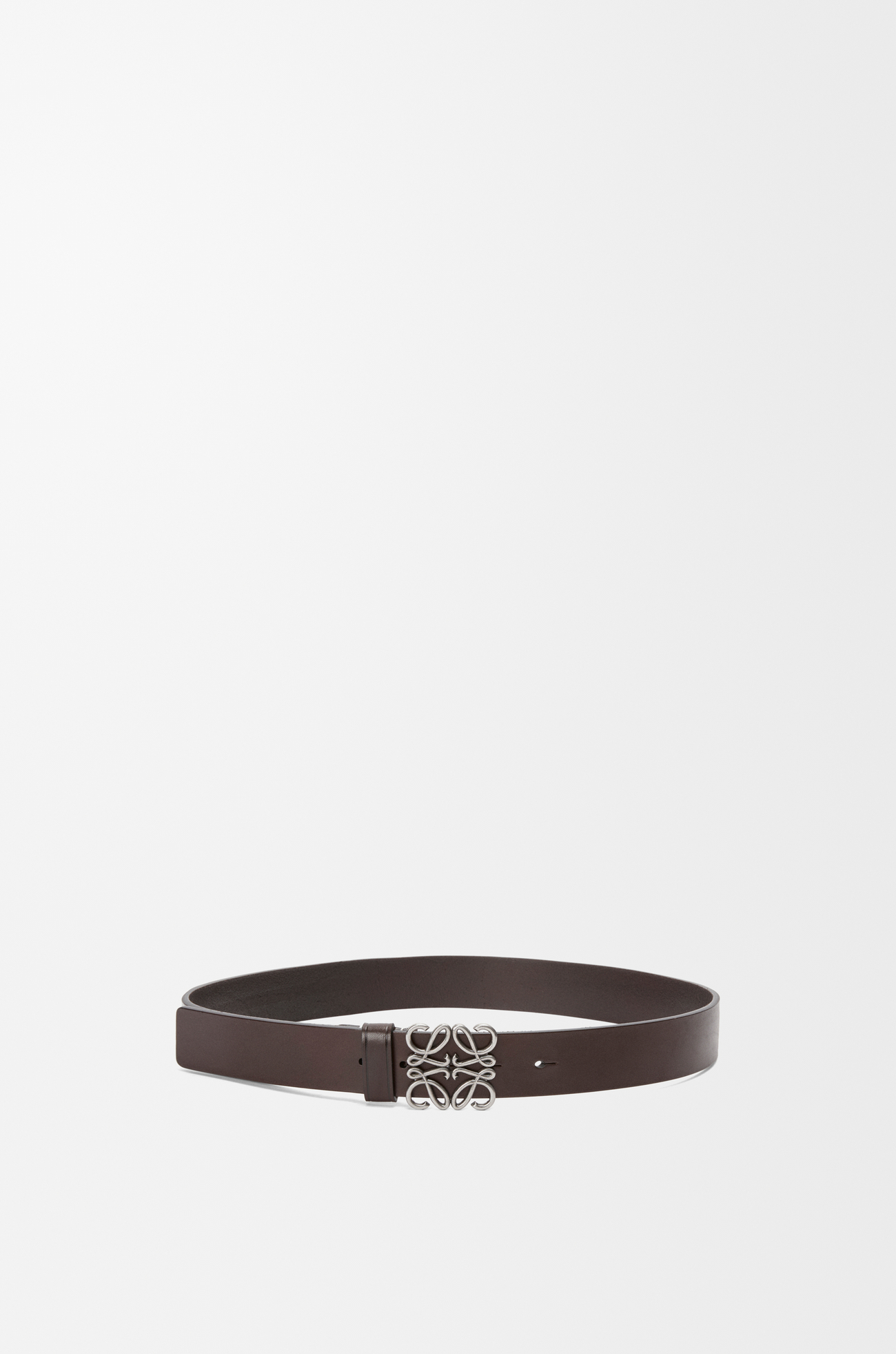 LOEWE Chunky Anagram belt in calfskin Dark Cigar/Vintage Palladium