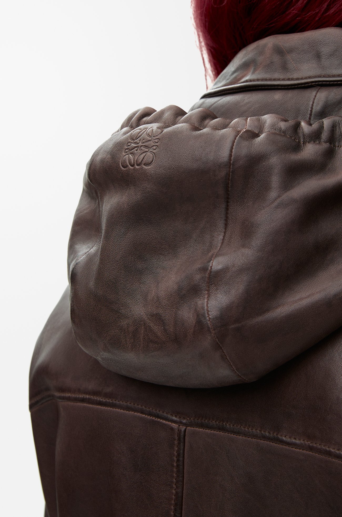 LOEWE Hooded jacket in nappa lambskin Dark Brown