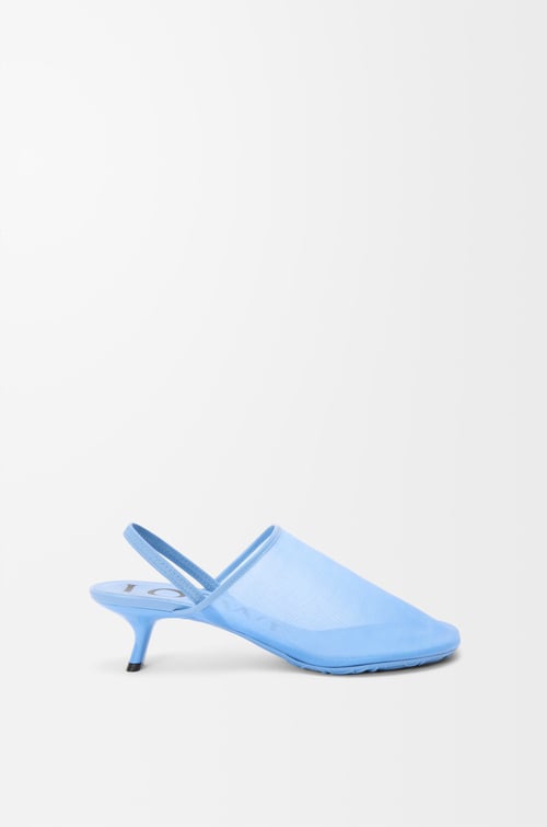 LOEWE Sandalia Petal destalonada de tacón en malla Azul Mar