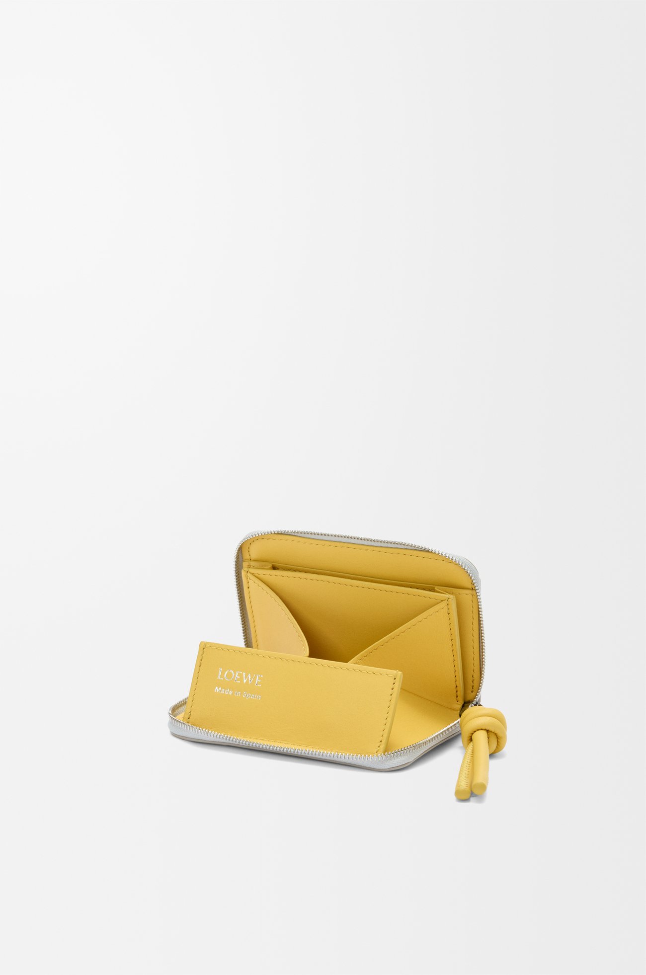 LOEWE ジップ コインパース（シャイニーナパカーフ） シェルグレー/ダンデライオン