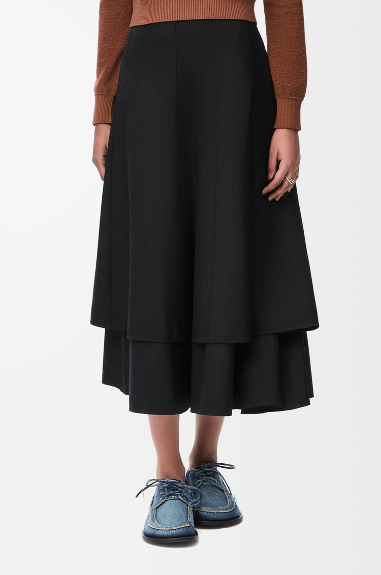 LOEWE Double layer skirt in wool Black