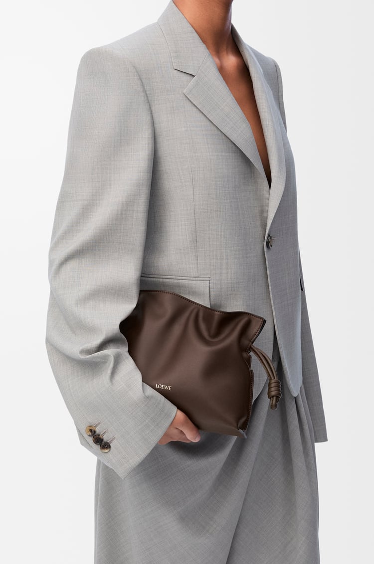 LOEWE Mini Flamenco clutch in nappa calfskin Chocolate