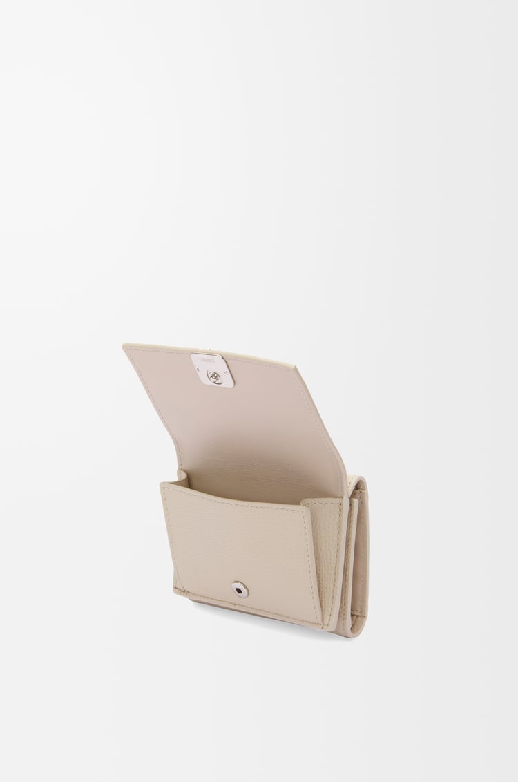 LOEWE Anagram trifold wallet in pebble grained calfskin Light Ghost