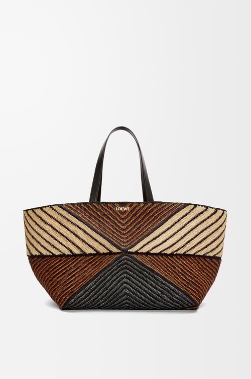 LOEWE Bolso Puzzle Fold Tote XXL en rafia Natural/Dorado Miel