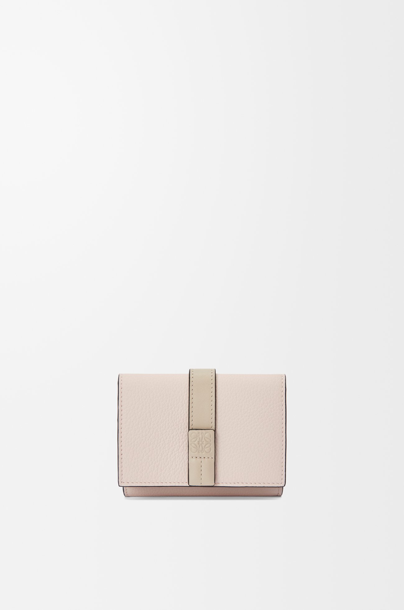LOEWE Trifold wallet in soft grained calfskin Talc/Light Oat