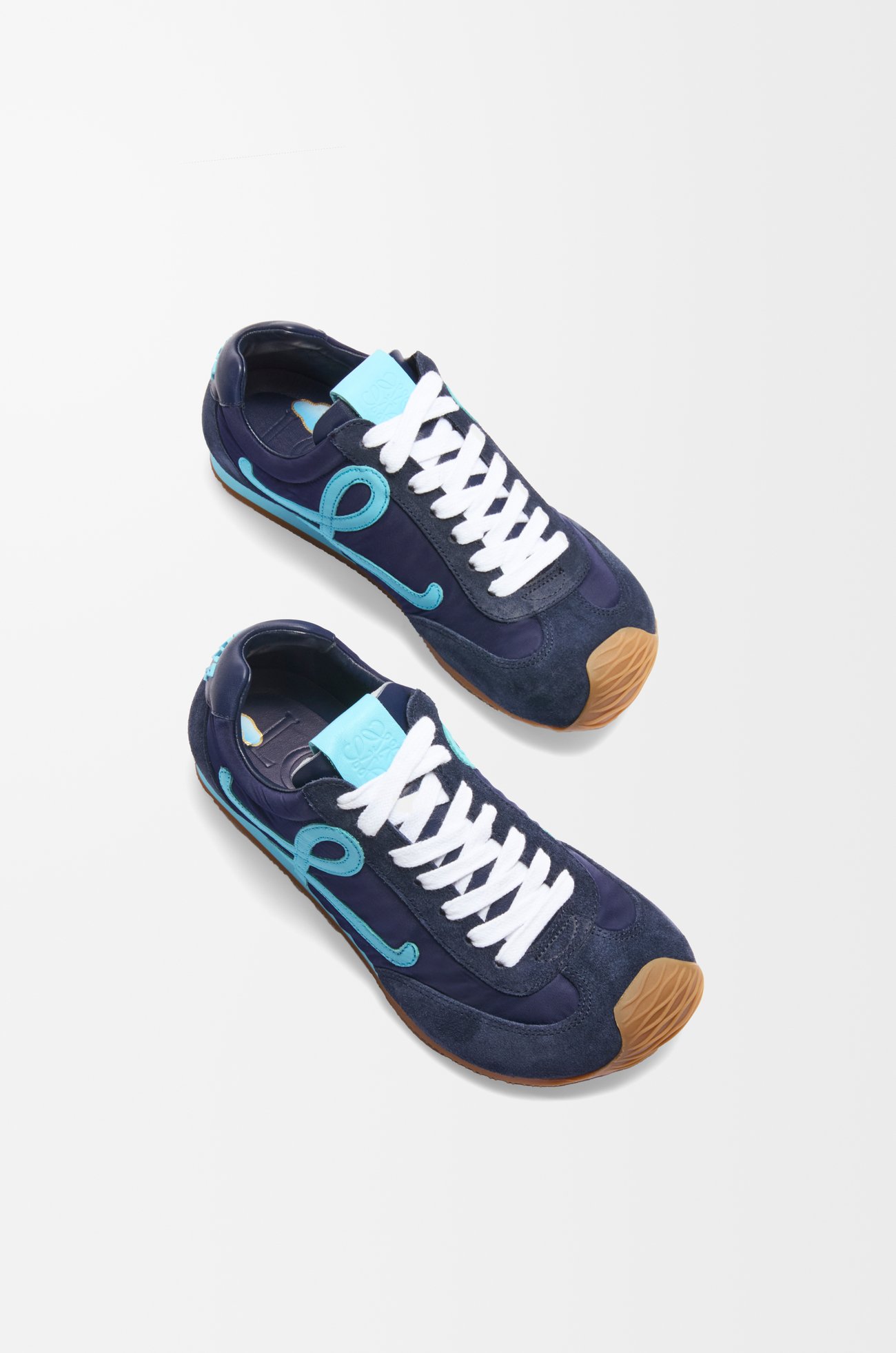 LOEWE Zapatillo Ballet Runner 2.0 en nailon y piel de ternera Azul Marino/Turquesa