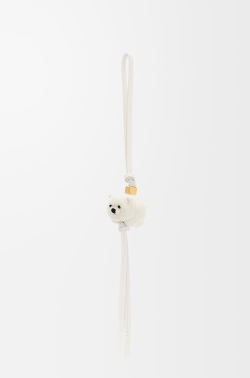 LOEWE Chow chow charm in felt and calfskin Soft White