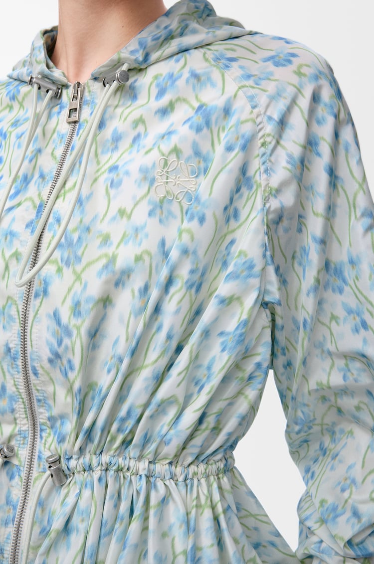 LOEWE Hooded jacket in silk blend taffeta White/Blue