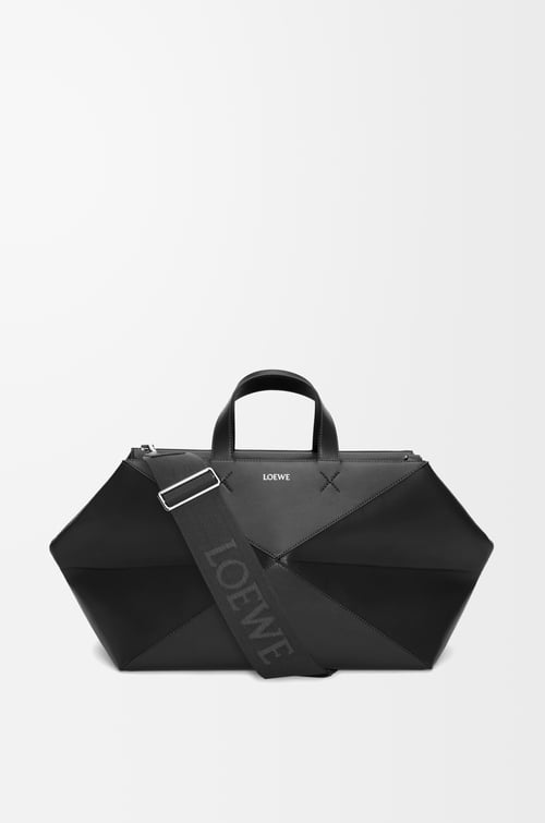 LOEWE Puzzle Fold duffle en cuir de veau brillant Noir