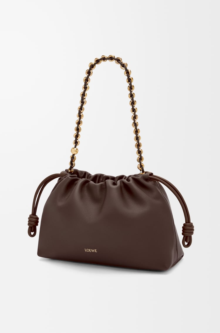 LOEWE Medium Flamenco purse in mellow nappa lambskin Dark Brownie