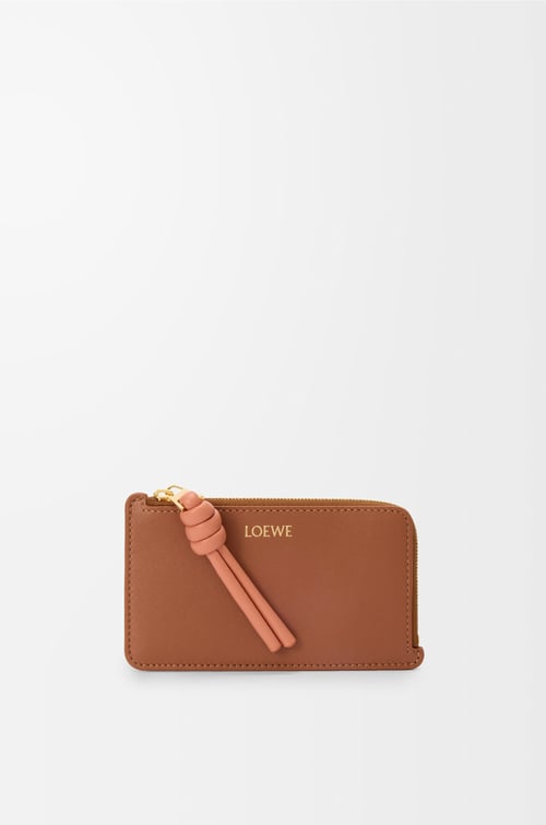LOEWE Knot coin cardholder in shiny nappa calfskin Tan/Papaya